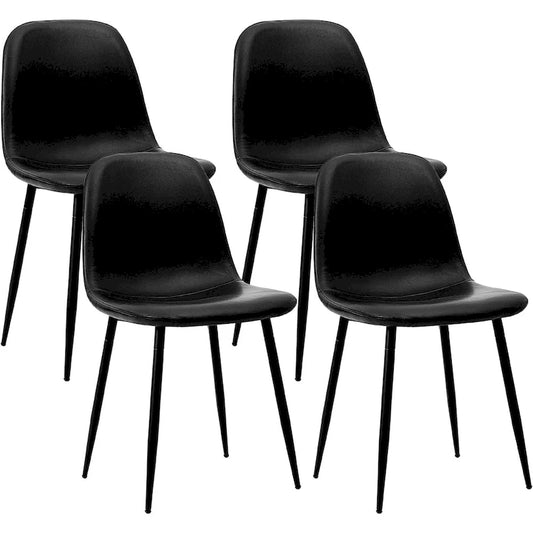 CangLong modern Upholstered Dining Chair in Faux Leather,Set of 4