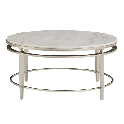 Egan Champagne Silver Finish Marble Top Table by iNSPIRE Q Modern