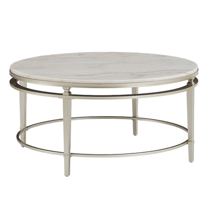 Egan Champagne Silver Finish Marble Top Table by iNSPIRE Q Modern