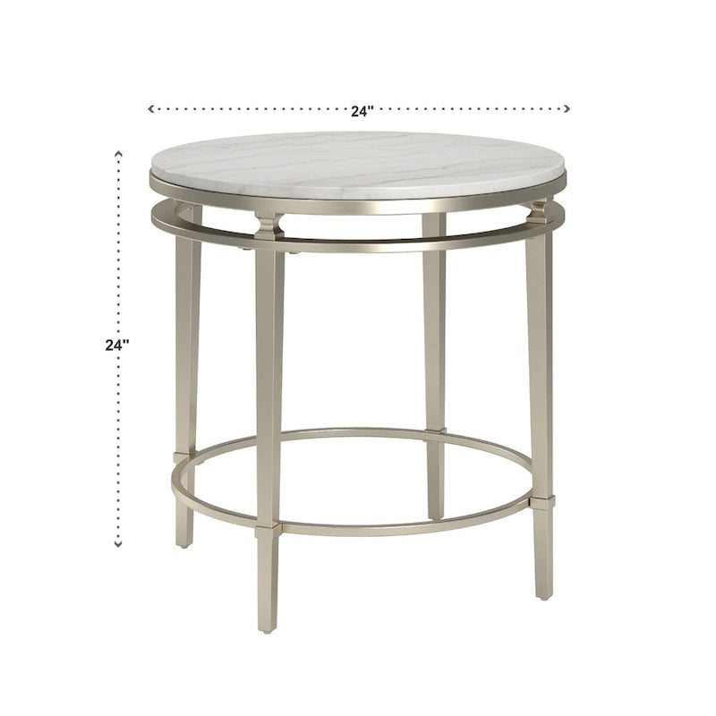 Egan Champagne Silver Finish Marble Top Table by iNSPIRE Q Modern