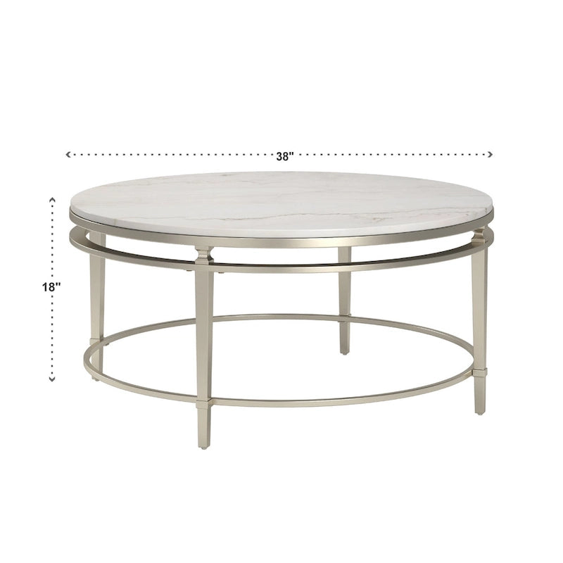Egan Champagne Silver Finish Marble Top Table by iNSPIRE Q Modern