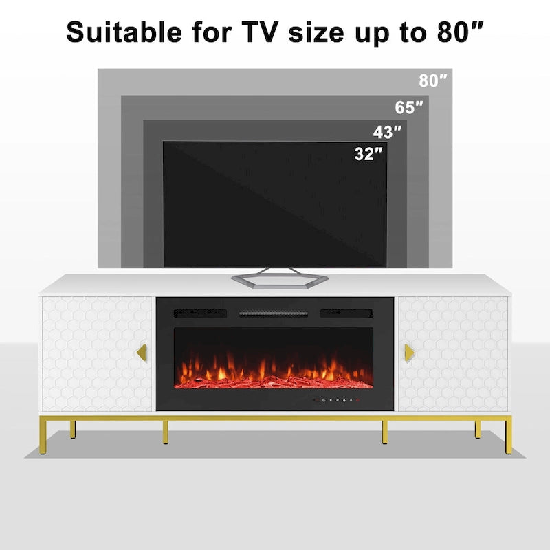 70 Wood Fireplace TV Stand with 36 Electric Fireplace