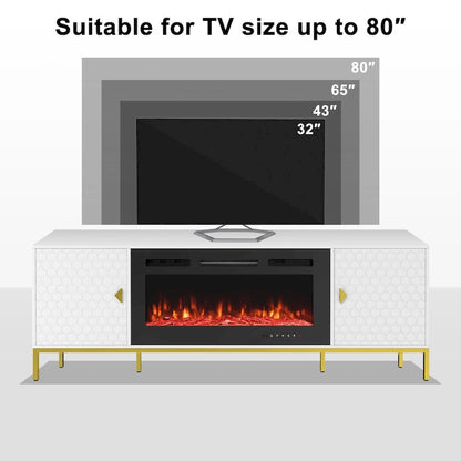 70 Wood Fireplace TV Stand with 36 Electric Fireplace