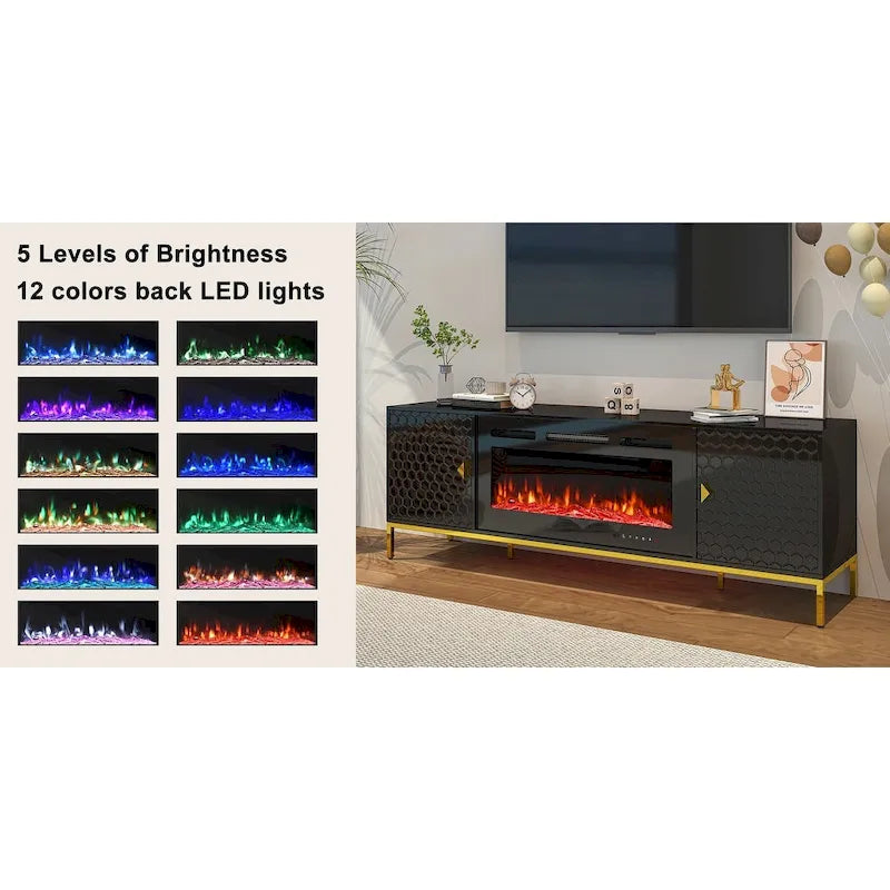 70 Wood Fireplace TV Stand with 36 Electric Fireplace