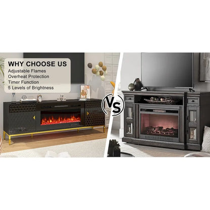 70 Wood Fireplace TV Stand with 36 Electric Fireplace