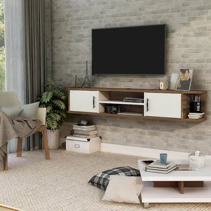 DH BASIC Mid-Century Modern 71-inch 4-Shelf Floating TV Console by Denhour