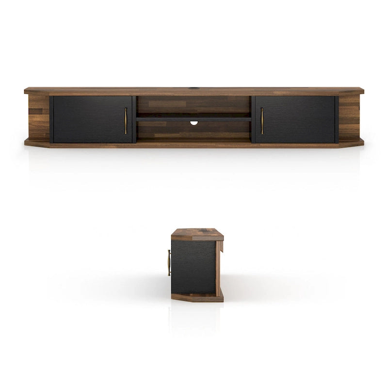 DH BASIC Mid-Century Modern 71-inch 4-Shelf Floating TV Console by Denhour