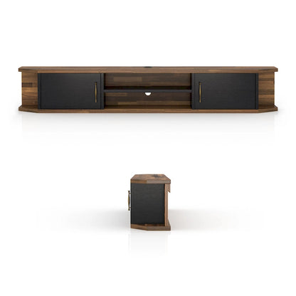 DH BASIC Mid-Century Modern 71-inch 4-Shelf Floating TV Console by Denhour