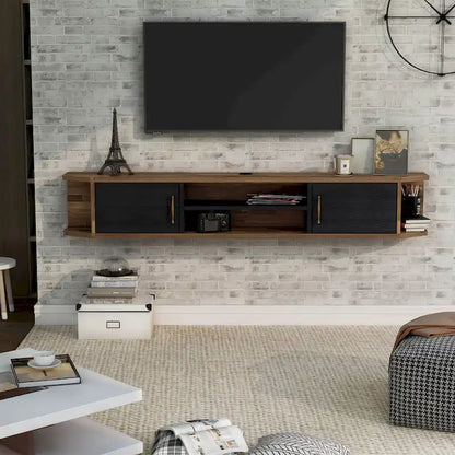 DH BASIC Mid-Century Modern 71-inch 4-Shelf Floating TV Console by Denhour