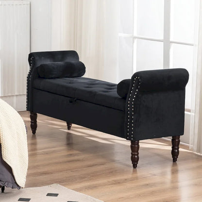 HOMYKA Storage Ottoman Bench with Rolled Arm