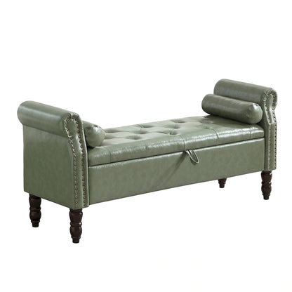 HOMYKA Storage Ottoman Bench with Rolled Arm