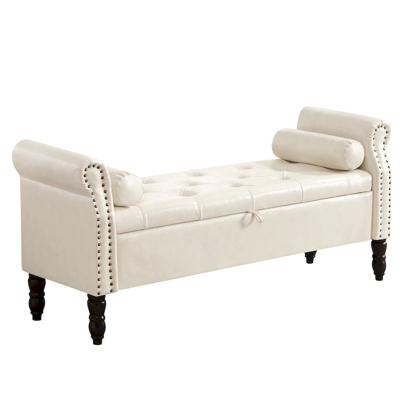 HOMYKA Storage Ottoman Bench with Rolled Arm
