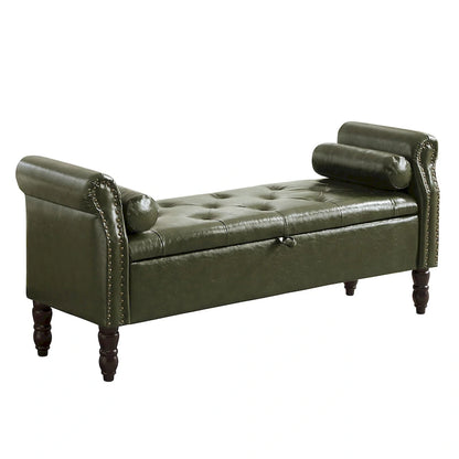 HOMYKA Storage Ottoman Bench with Rolled Arm