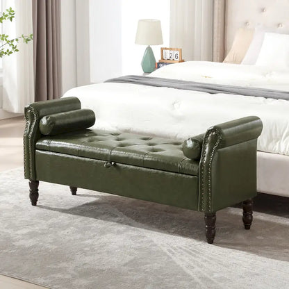 HOMYKA Storage Ottoman Bench with Rolled Arm