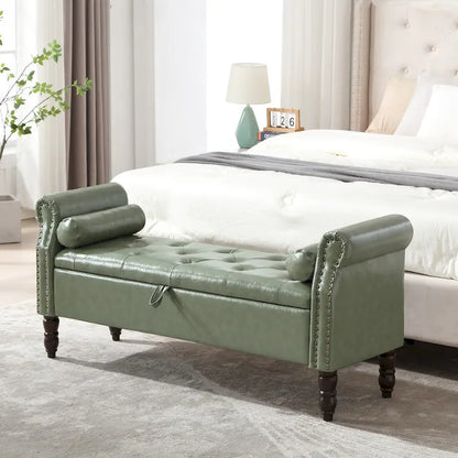 HOMYKA Storage Ottoman Bench with Rolled Arm