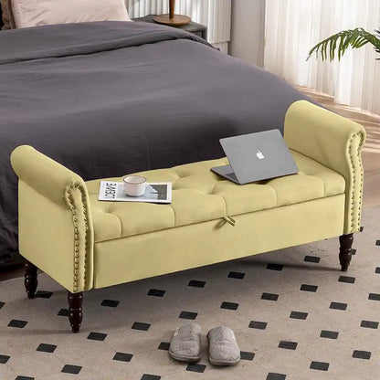 HOMYKA Storage Ottoman Bench with Rolled Arm