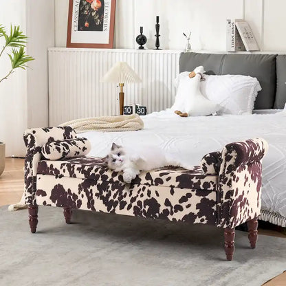 HOMYKA Storage Ottoman Bench with Rolled Arm