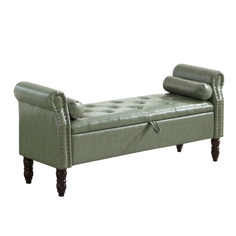 HOMYKA Storage Ottoman Bench with Rolled Arm