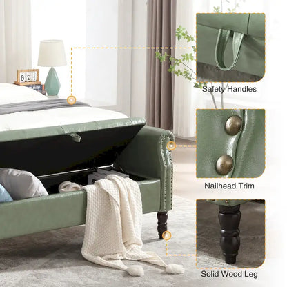 HOMYKA Storage Ottoman Bench with Rolled Arm