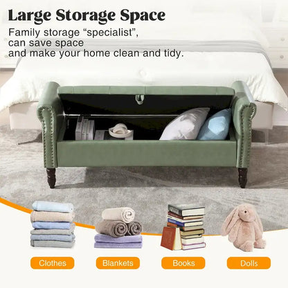 HOMYKA Storage Ottoman Bench with Rolled Arm