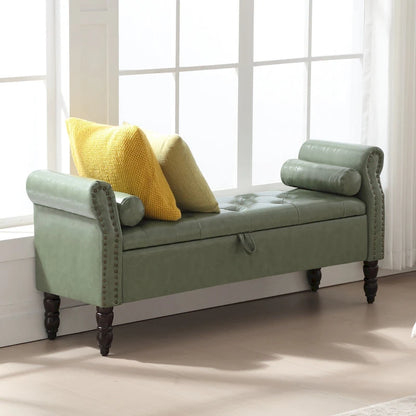 HOMYKA Storage Ottoman Bench with Rolled Arm