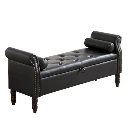 HOMYKA Storage Ottoman Bench with Rolled Arm