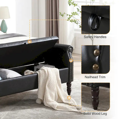 HOMYKA Storage Ottoman Bench with Rolled Arm