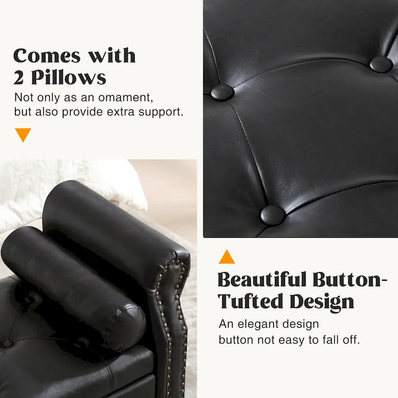 HOMYKA Storage Ottoman Bench with Rolled Arm