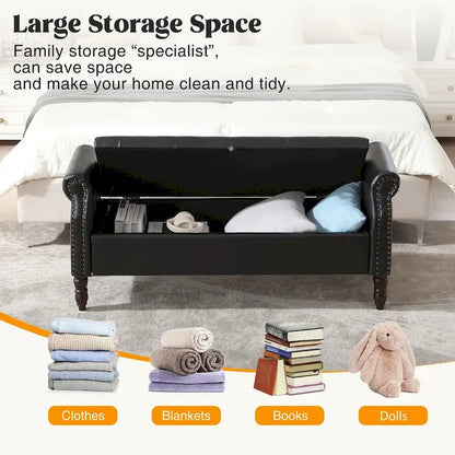 HOMYKA Storage Ottoman Bench with Rolled Arm