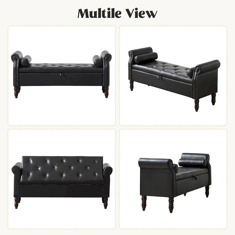 HOMYKA Storage Ottoman Bench with Rolled Arm