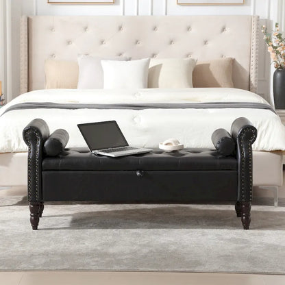 HOMYKA Storage Ottoman Bench with Rolled Arm