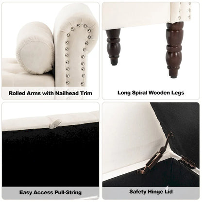 HOMYKA Storage Ottoman Bench with Rolled Arm