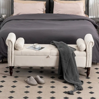 HOMYKA Storage Ottoman Bench with Rolled Arm