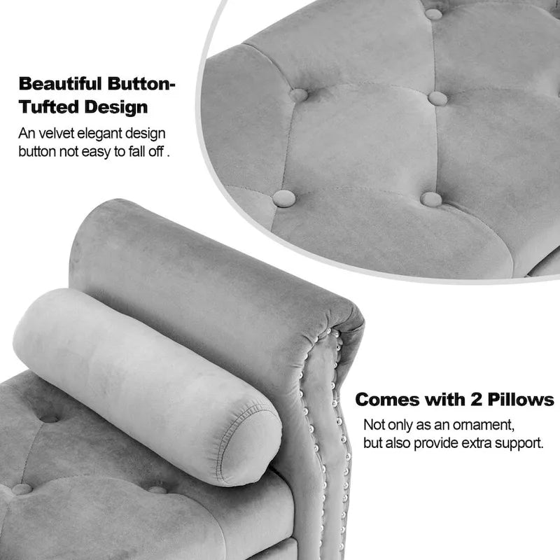 HOMYKA Storage Ottoman Bench with Rolled Arm