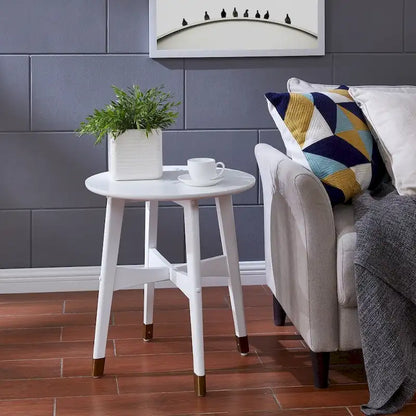 SEI Furniture Morgenstern Round Midcentury Modern Wood Side Table