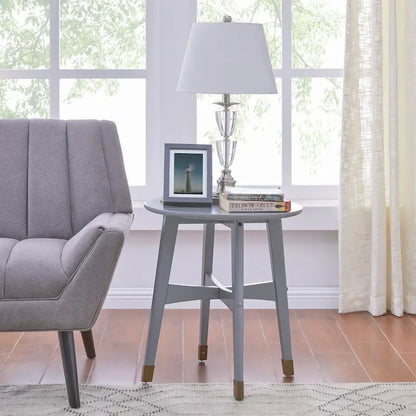 SEI Furniture Morgenstern Round Midcentury Modern Wood Side Table