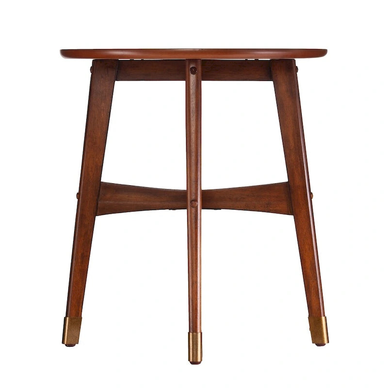 SEI Furniture Morgenstern Round Midcentury Modern Wood Side Table
