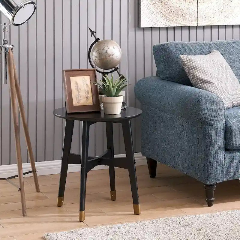 SEI Furniture Morgenstern Round Midcentury Modern Wood Side Table