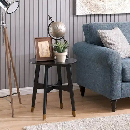 SEI Furniture Morgenstern Round Midcentury Modern Wood Side Table