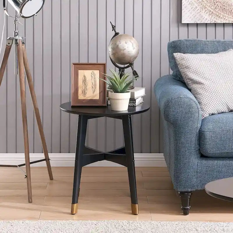 SEI Furniture Morgenstern Round Midcentury Modern Wood Side Table