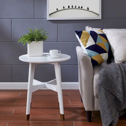 SEI Furniture Morgenstern Round Midcentury Modern Wood Side Table