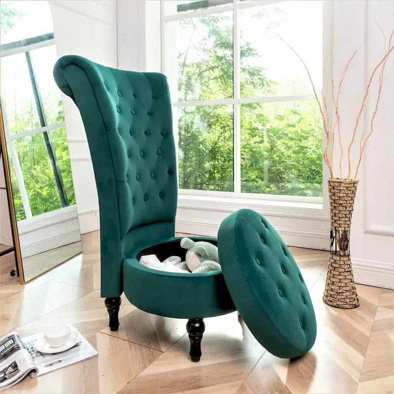 US Pride Furniture Gosser 20 Wide Velvet High Back Vanity Chair