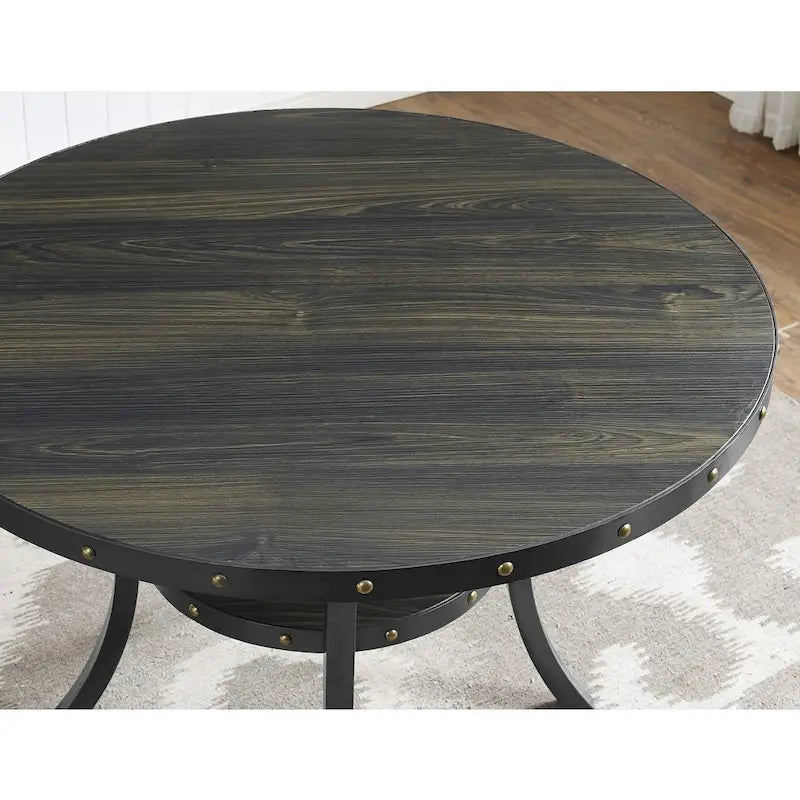 Roundhill Furniture Biony Espresso Wood 5-piece Dining Set with Nailhead Trim
