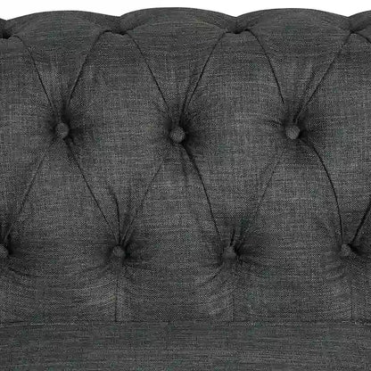 Morden Fort Button Tufted Upholstered Chesterfield Sofa Set Chair and Sofa,2 PCS for Living Room,Linen,Solid Wood Legs