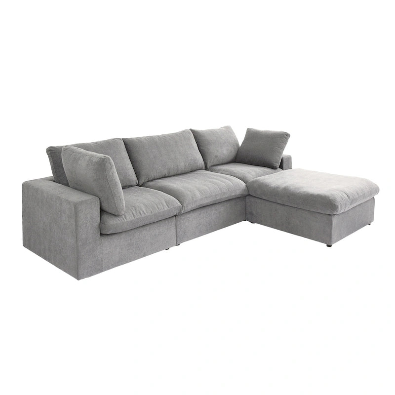 L-shape Linen Upholstered Sectional Sofa Couch