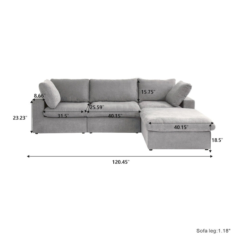 L-shape Linen Upholstered Sectional Sofa Couch