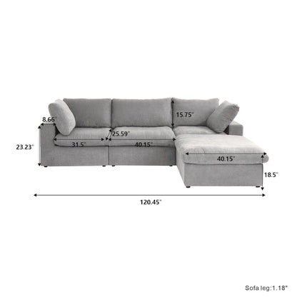 L-shape Linen Upholstered Sectional Sofa Couch