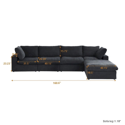 L-shape Linen Upholstered Sectional Sofa Couch