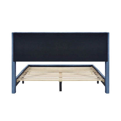 Queen Size Corduroy Platform Bed with Metal Legs
