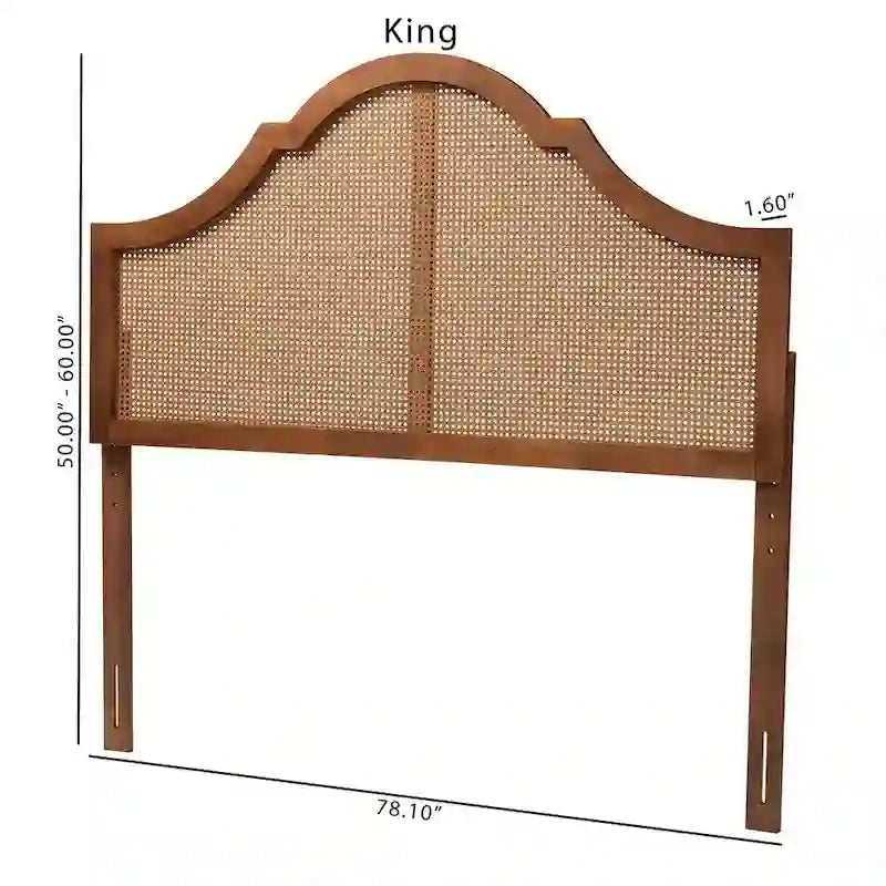 Camila Classic and Traditional Ash Walnut Finished Wood Headboard with Rattan
